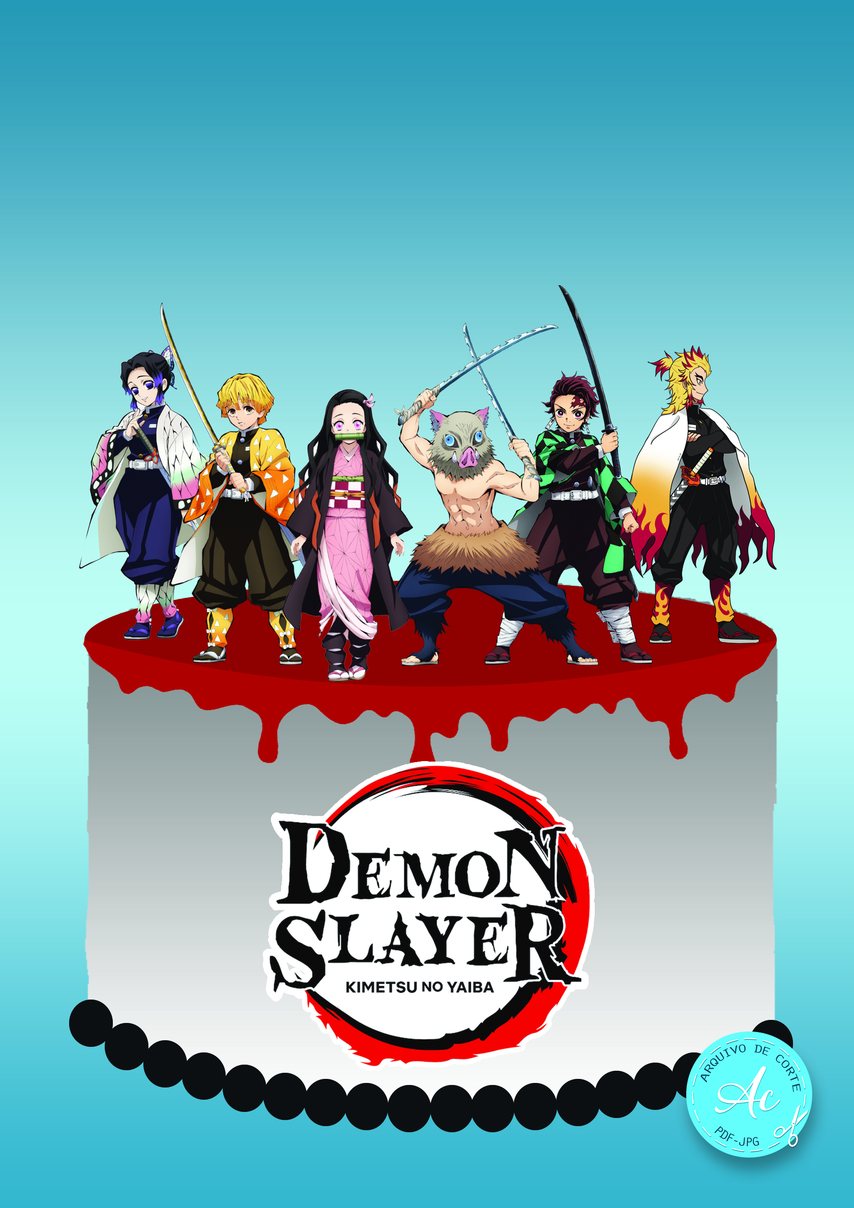 Topo de bolo Demon Slayer Kimetsu no Yaiba #2 - Arquivo de corte